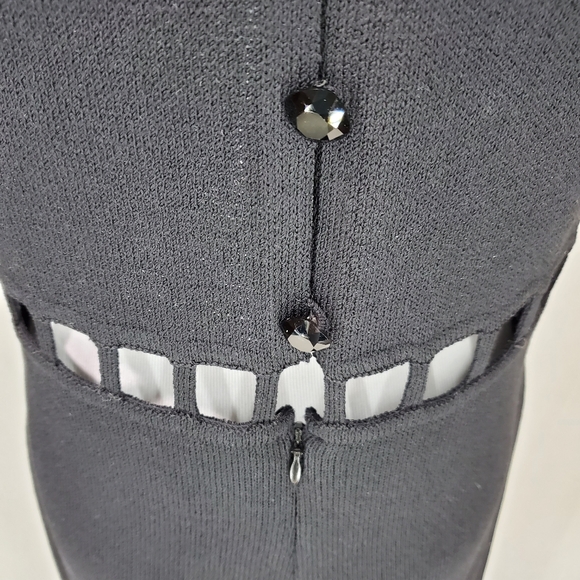 Vtg. St.John Santana Knit Sexy Black Cut Out Maxi Classy Black Tie Formal Dress - Picture 10 of 16